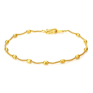 New Arrival Solid 24K Yellow Gold Bracelet 999 Gold Beads Link Bracelet