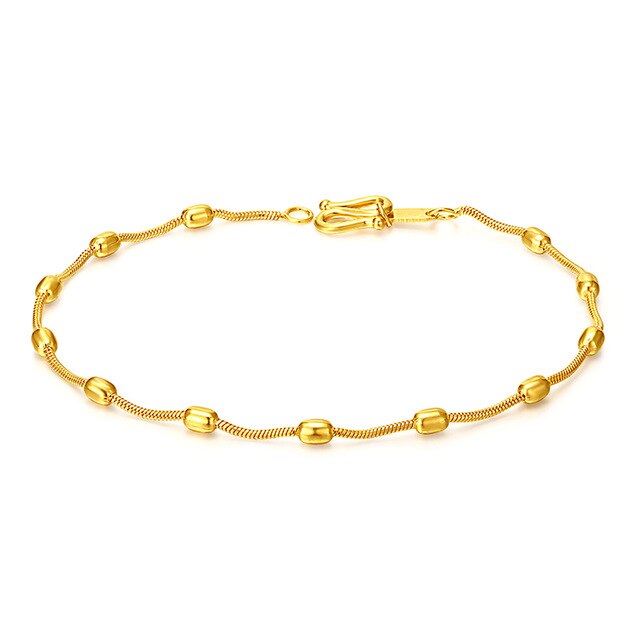 New Arrival Solid 24K Yellow Gold Bracelet 999 Gold Beads Link Bracelet