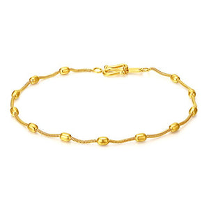 New Arrival Solid 24K Yellow Gold Bracelet 999 Gold Beads Link Bracelet