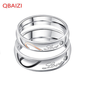 QBAIZI Fashion Couple Ring Classic Men's Finger Titanium Steel Classic Ladies Ring