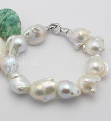 Free shipping hot sale Women Bridal Wedding Jewelry >> Beauty 13-15 mm nature south sea white baroque pearl bracelet 7.5-8 inch