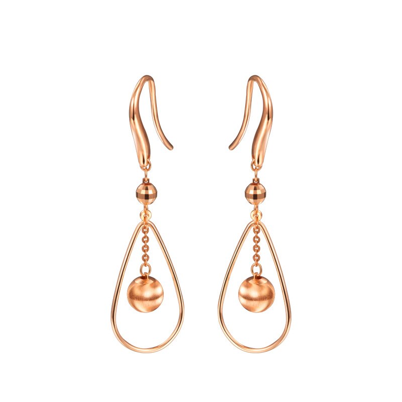 New Arrival AU750 Rose Gold Earrings Women Water Drop Dangle Earrings