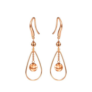 New Arrival AU750 Rose Gold Earrings Women Water Drop Dangle Earrings