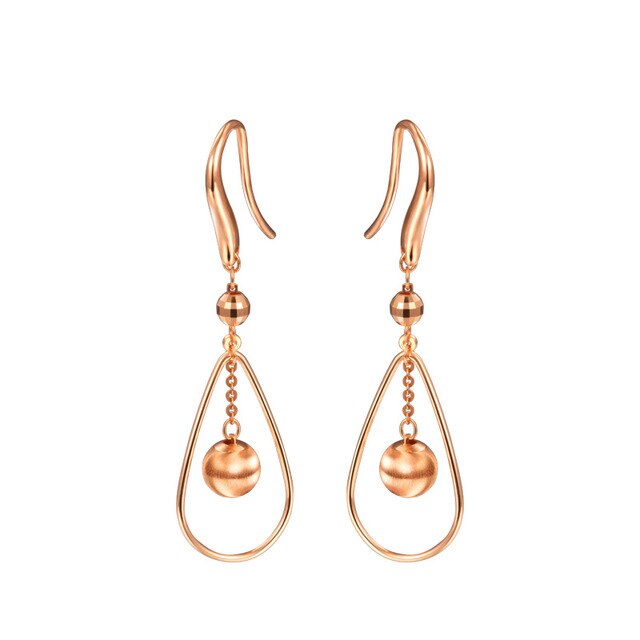 New Arrival AU750 Rose Gold Earrings Women Water Drop Dangle Earrings