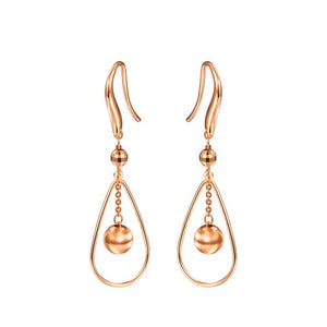 New Arrival AU750 Rose Gold Earrings Women Water Drop Dangle Earrings