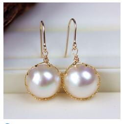 Eternal wedding Women Gift word 925 Sterling silver real Design mabe Pearl Earrings earpins   natural pearl earrings imported